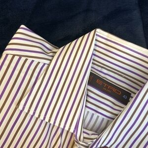 ETRO Milano Striped Button Down Shirt Sz43
